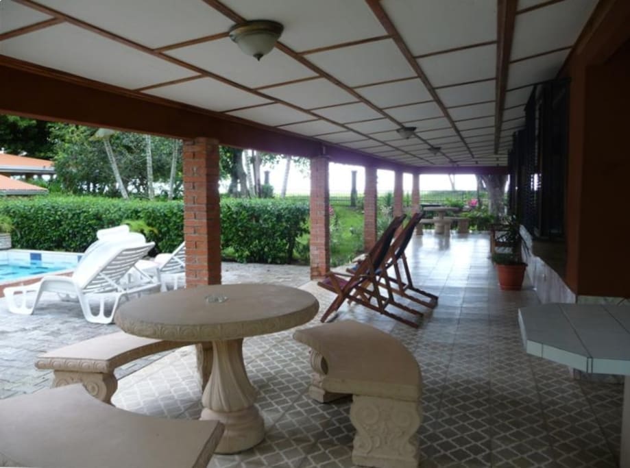 Lanai or deck lounge area with an almost constant ocean breeze.