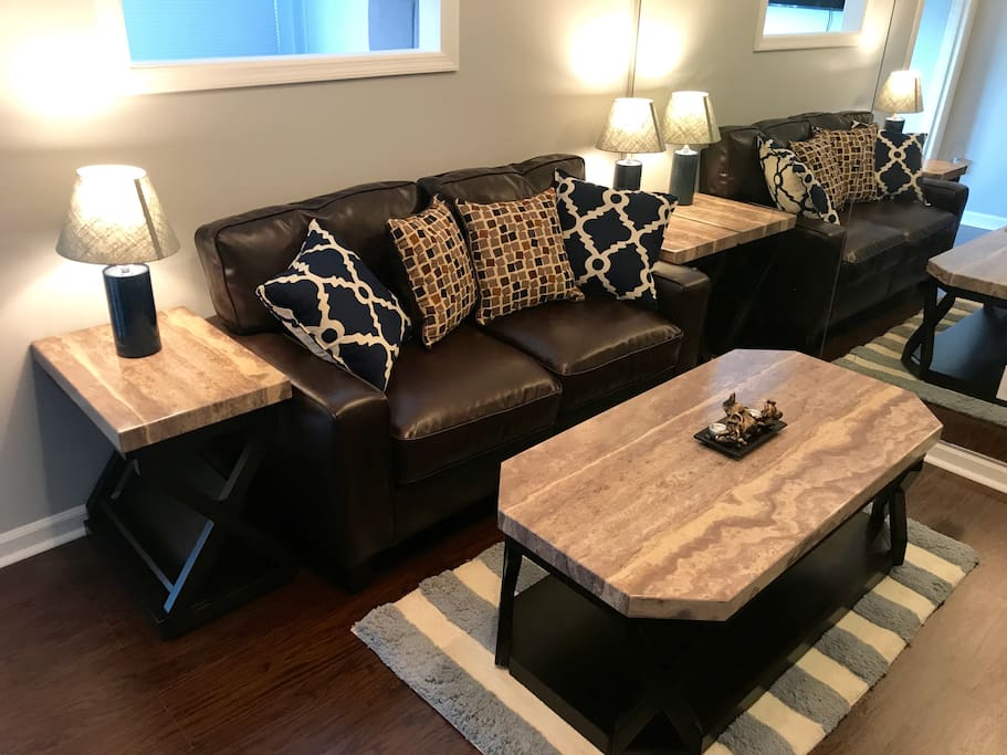 Living area with a Serta couch!