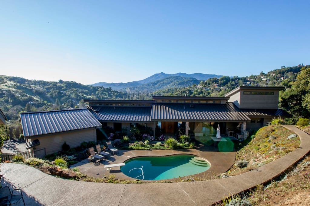 View of Mt Tam and main home from quest quarters