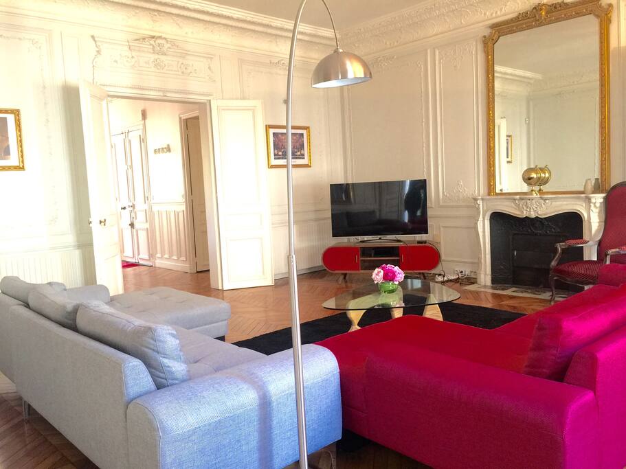 This is the living room with 2 large sofas, TV with cable, internet...