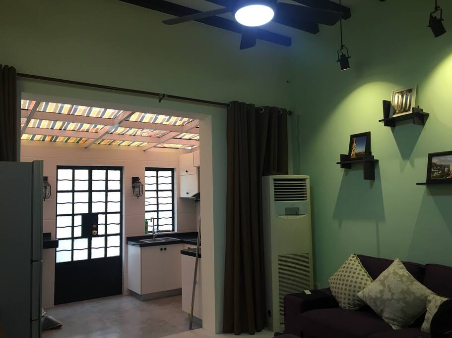 Open and big kitchen space, where connects to the living area. Kitchen furniture are brand-new. Has one back door in the kitchen room which is very convenient for courier, take order or in the morning go to work after breakfast :)))