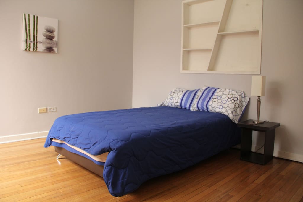 Semi-double bed fits comfortably one or two, orthopedic mattress