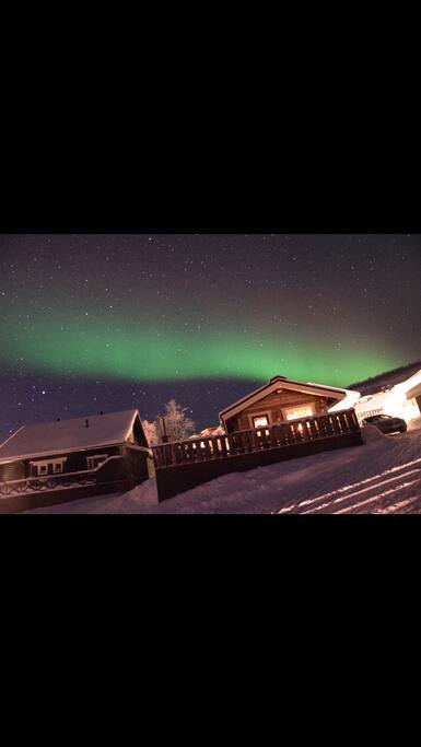 Northern lights over the cabin
