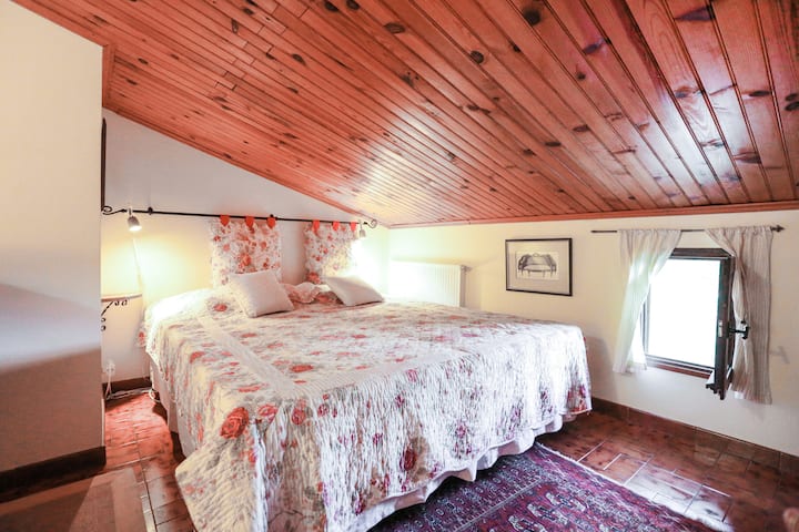 Спалня 2 (двойно на горния етаж).  С изглед към долината Дюранс.