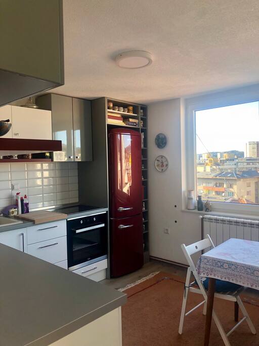 The kitchen is fully equipped even for a long stay. It is my favorite room in the apartment.