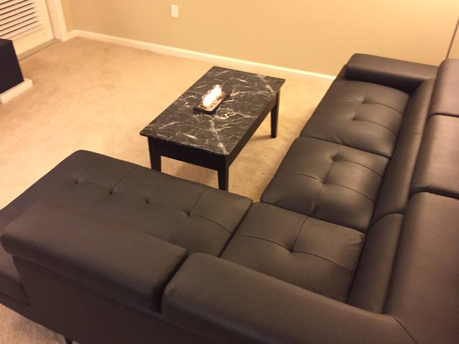 Living room with a plush couch