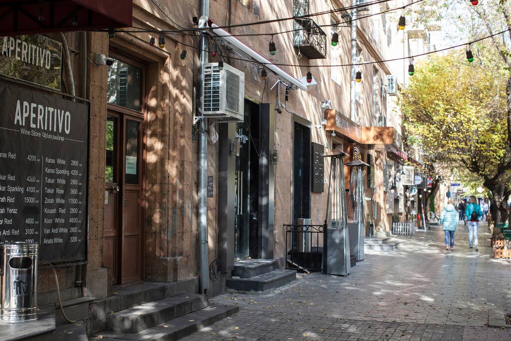 Building entrance. There is a high concentration of great restaurants, cafes, and wine bars here.