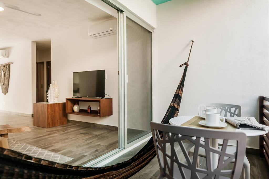 Big windows that open to balcony