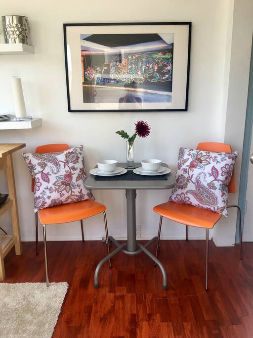 Cafe table at front entrance
