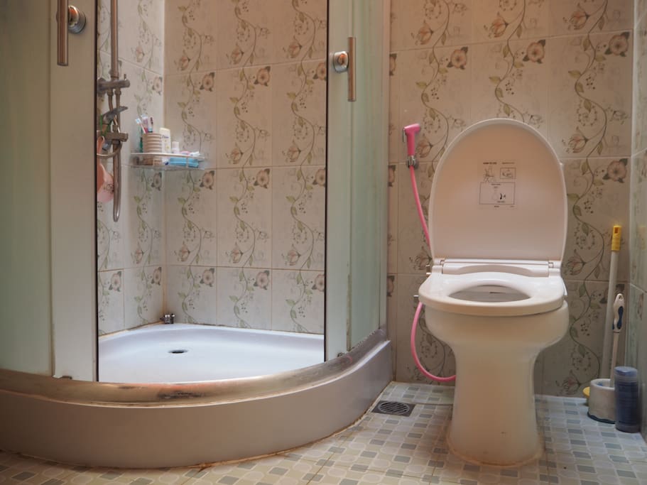 Shared Bathroom- separated wet and dry area, complete with soap, shampoo and cold/hot water.