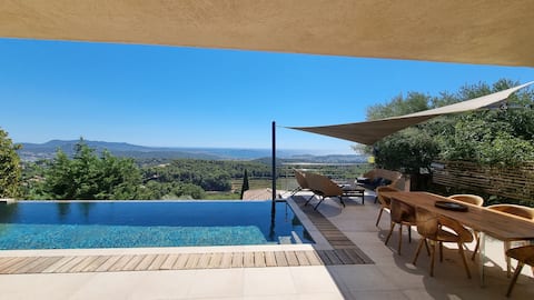 Sanary, villa with pool, panoramic sea view