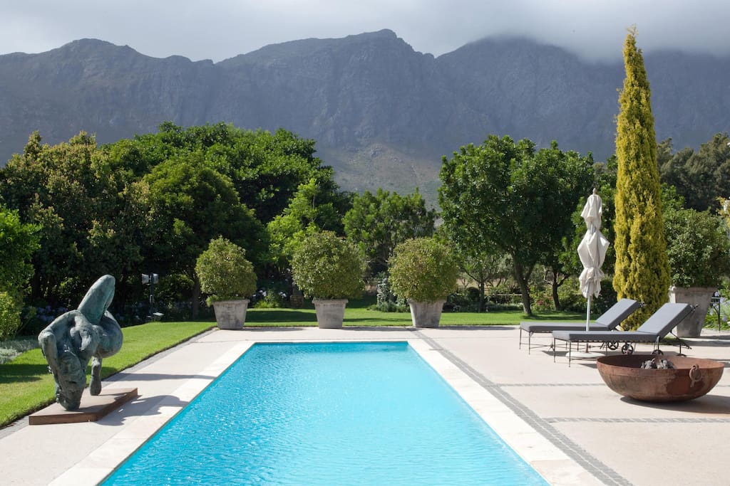 View of pool towards mountains