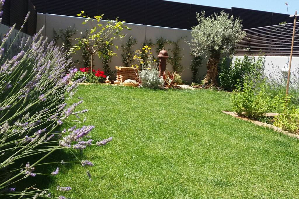 Dispone de una fuente restaurada de principios de siglo, con un pequeño estanque rodeado de flores. Dando a un boton fuciona y el sonido del agua es ideal para relajarse junto a los agradables aromas de jazmines, lavandas, mentas....
