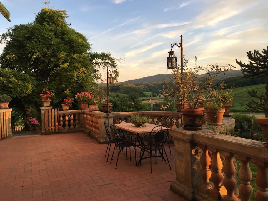 The Terrace with Amazing Tuscan view and the garden ( Breakfast included, dinner only on demand)