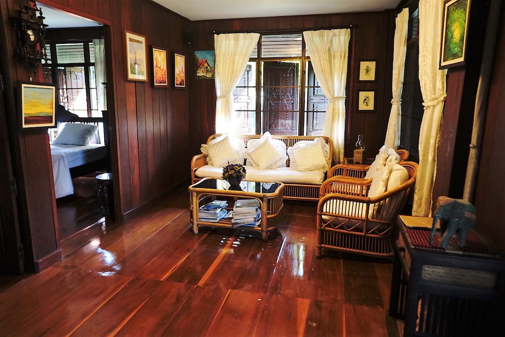 Authentic Lanna (Thai Northern) style living room