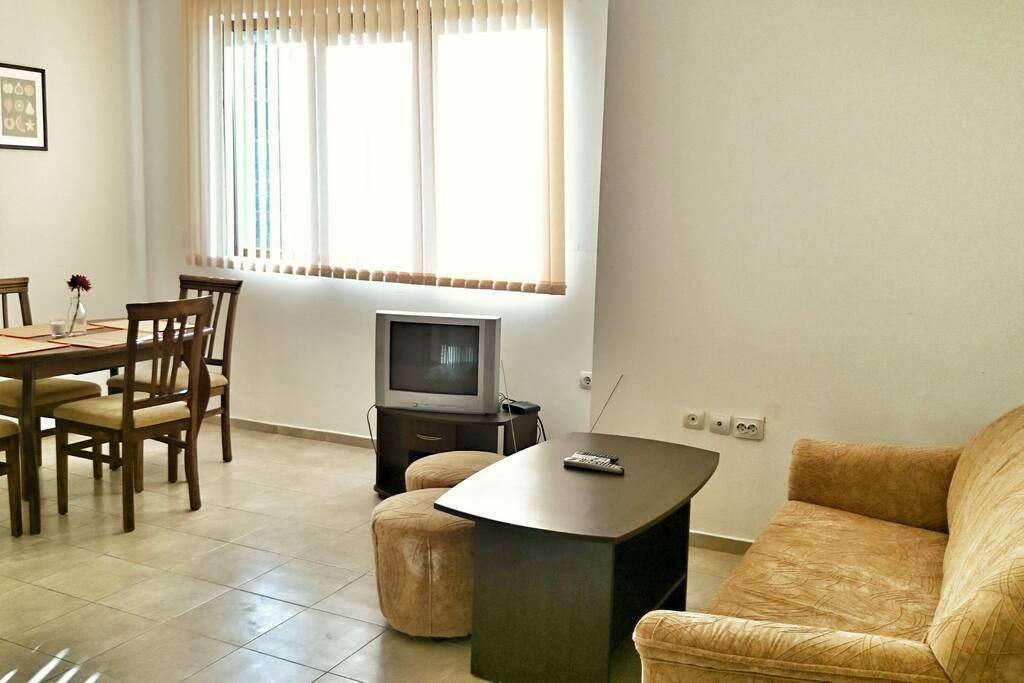 living room with kitchen