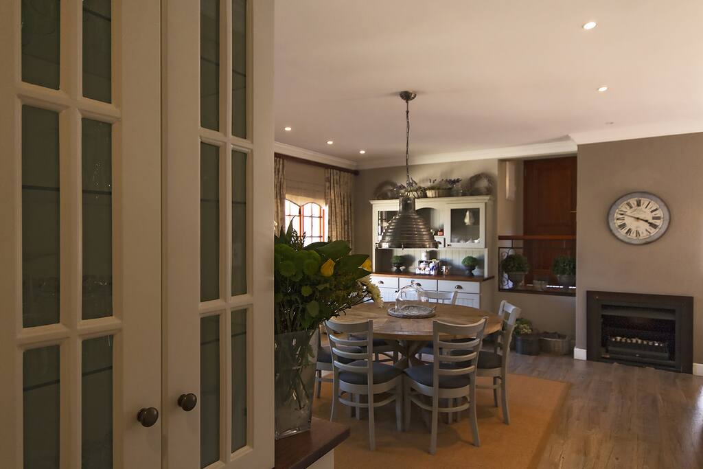 Kitchen & Dining with Fireplace