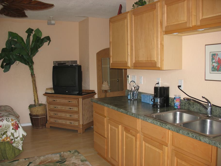 Kitchenette to cook basic food...coffee maker, fridge, microvawe, toaster.....