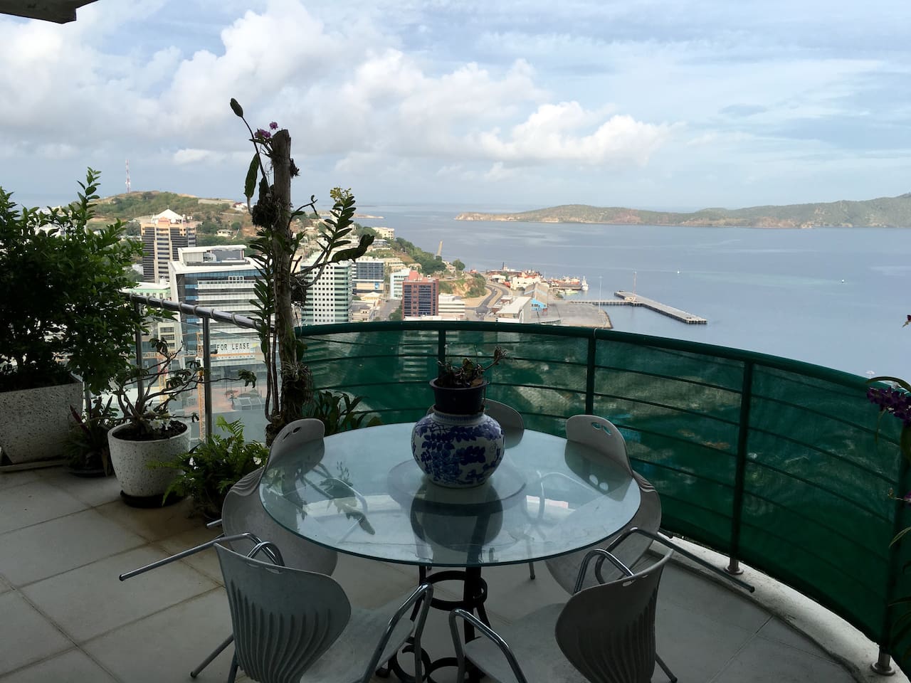 City & harbour view from main balcony.