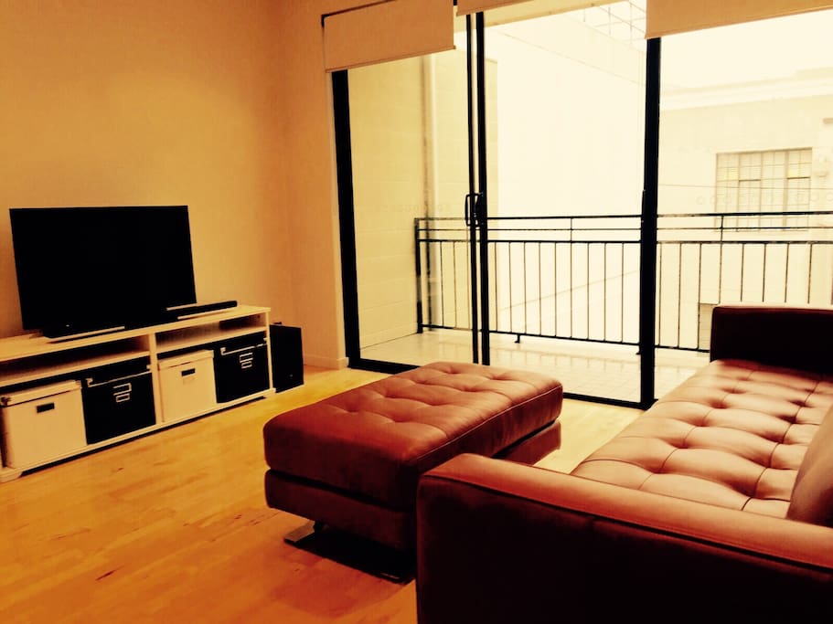 Living and entertainment area with balcony