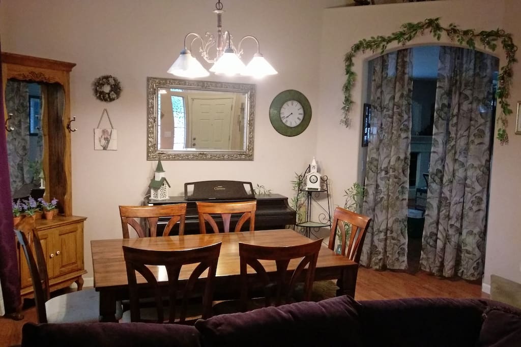 Dining table or work area.