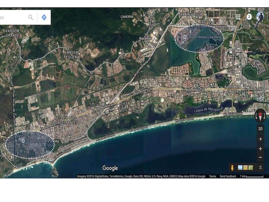 Google map showing the apartment and the Olimpic Stadium