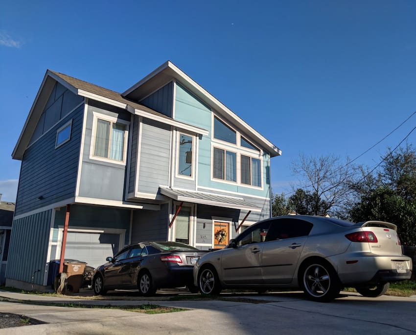 You'll recognize our blue house from the street!