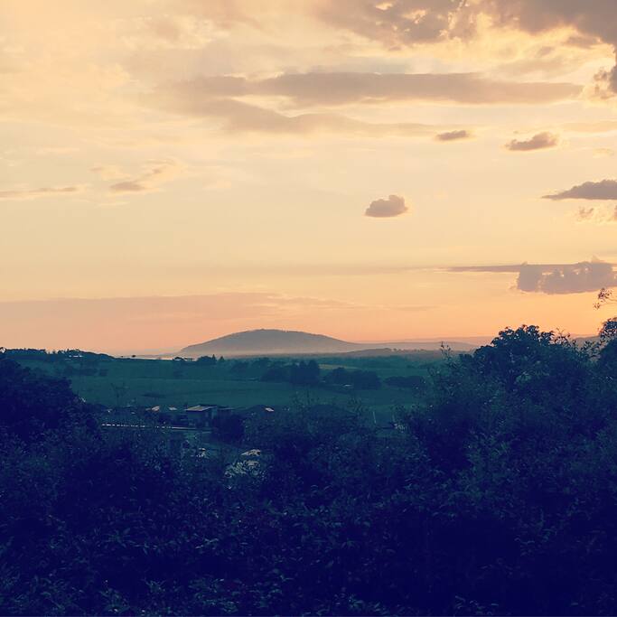 View through the kitchen window to the south overlooking Gerroa and Coolangatta Mountain.