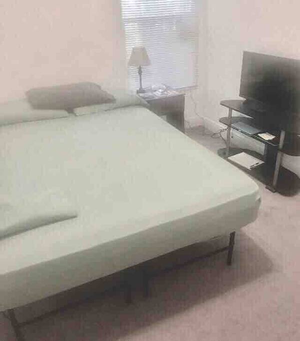 Private nice room with pillow top comfortable new bed. Lots of pillows and 32” tv inside private room.
