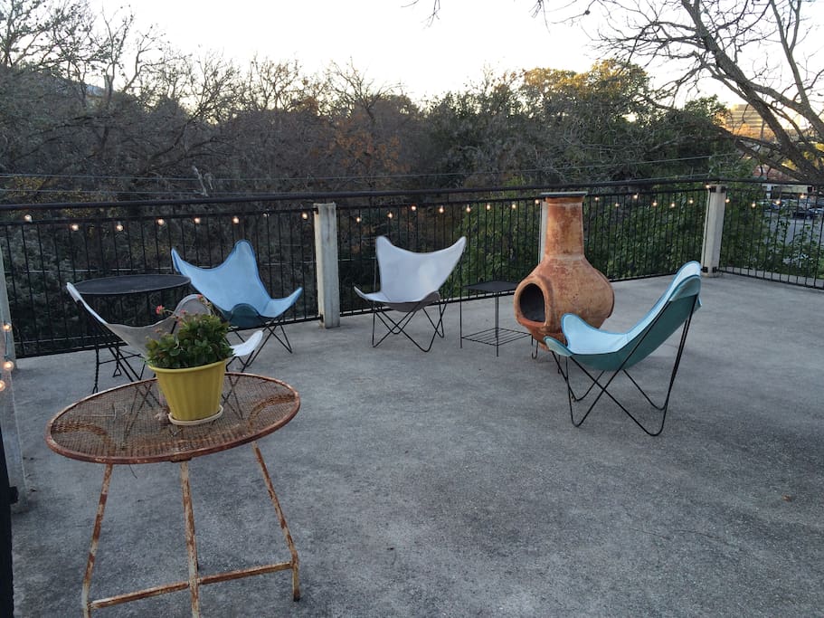 Guests will have access to this rooftop deck on the studio building. Beautiful view of downtown Austin.