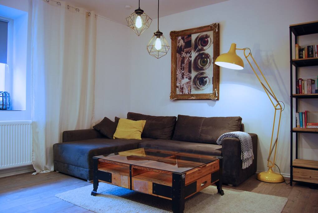 Comfortable corner sofa converts to an extra bed.