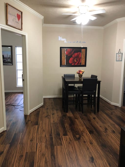 This is your view when you first was into the house. There is a dining table which seats four for your yummy breakfast or dinner gatherings.