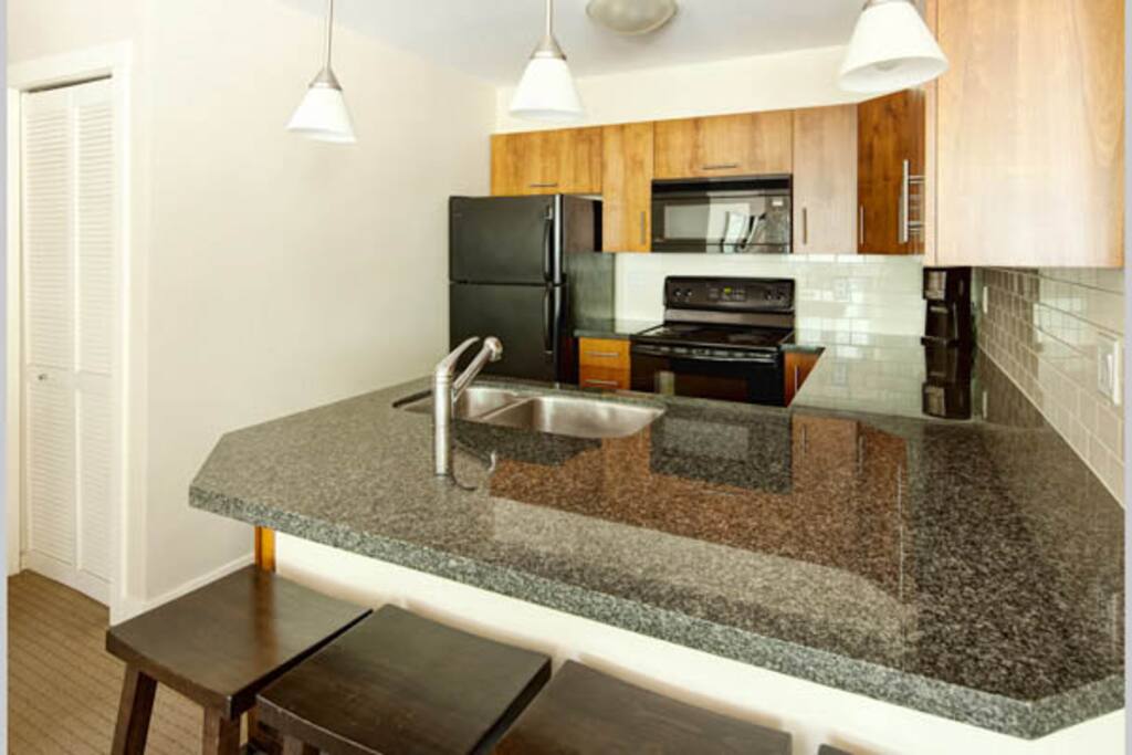 The large, modern kitchen is great for preparing meals