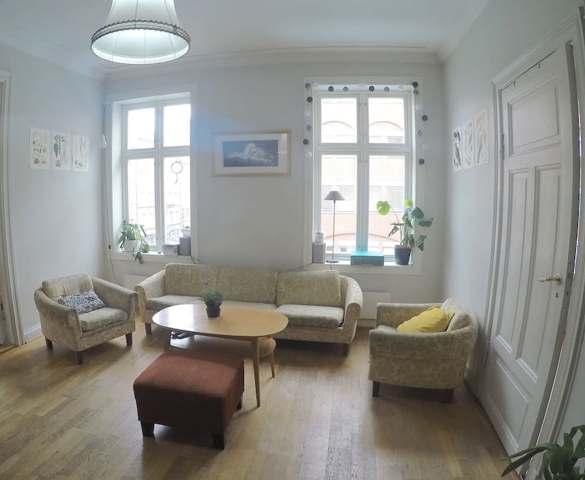 spacious living room, with lots of natural light