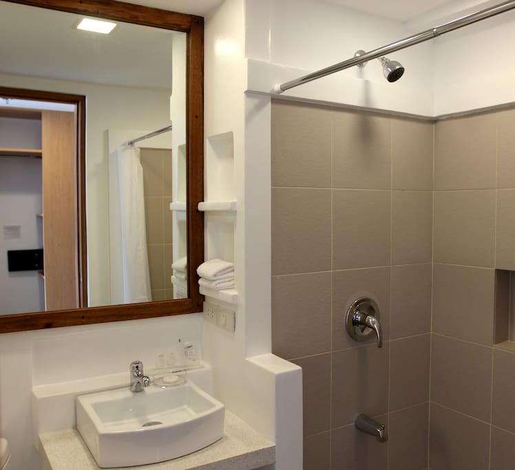 With hot and cold shower