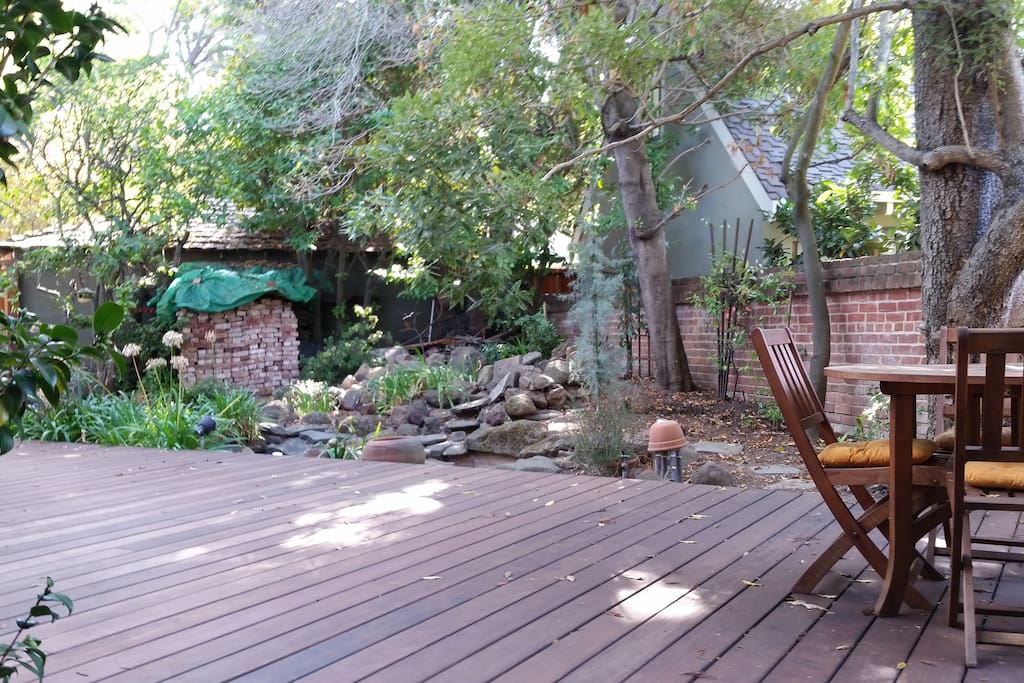 Garden view from the studio with outside table for your use