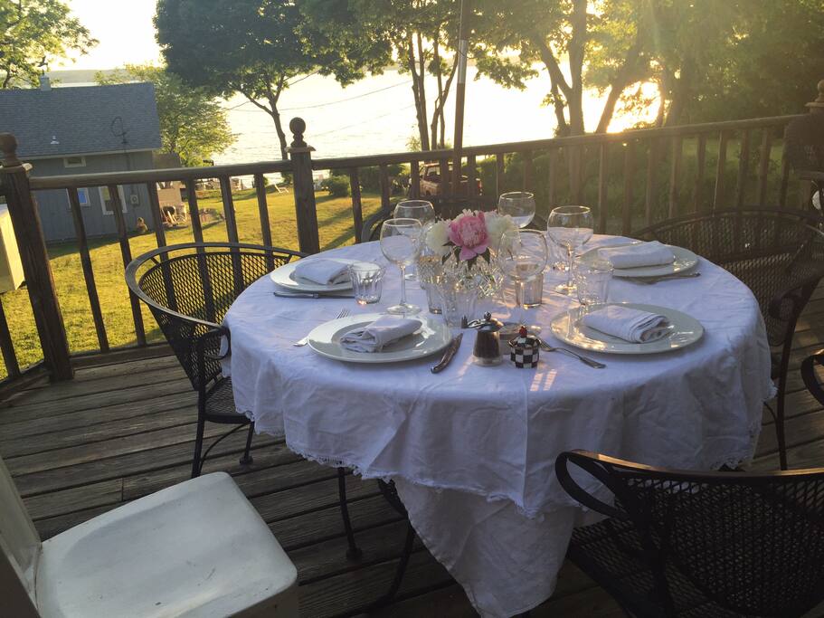 Enjoy lake view from sunny deck.