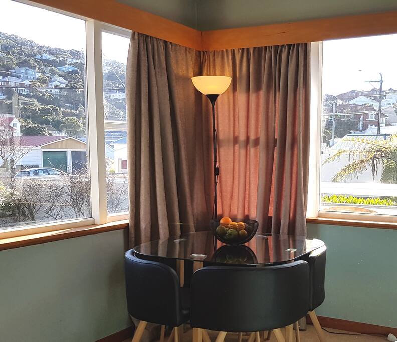 WHEN IT'S COLD AND RAINY IT'S STILL DELIGHTFUL TO HAVE YOUR BREAKFAST, LUNCH OR DINNER SEATED AT THIS LOVELY TABLE.
