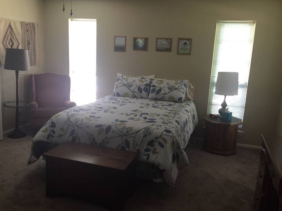 The Windows look out the backyard and pool. There is plenty of natural day light during the day.