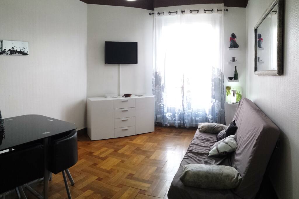 salle de séjour avec climatisation et couchage