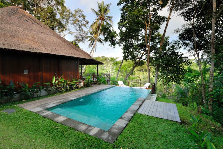 Thatched Wooden Villa With Amazing Views Near Ubud - Bali