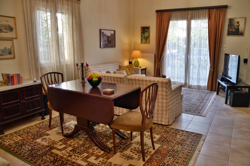 Spacious living room and dining area