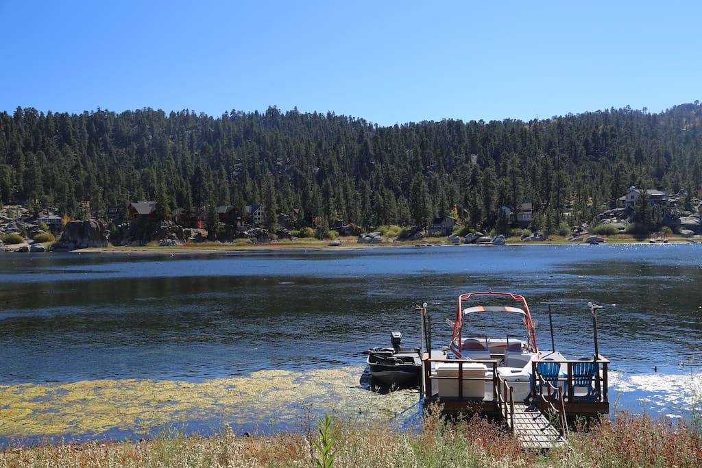 View of the dock and lake.