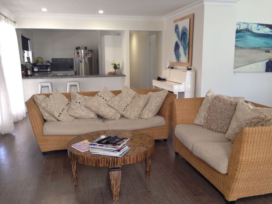 Lovely open space living room adjoins to kitchen and dining.