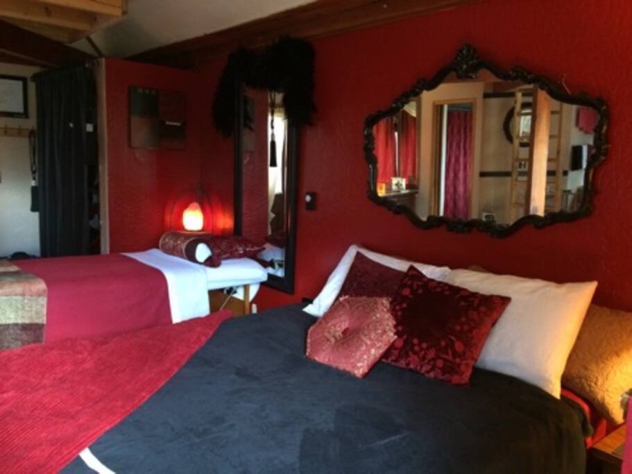 Queen Bed & Massage Table different angle.