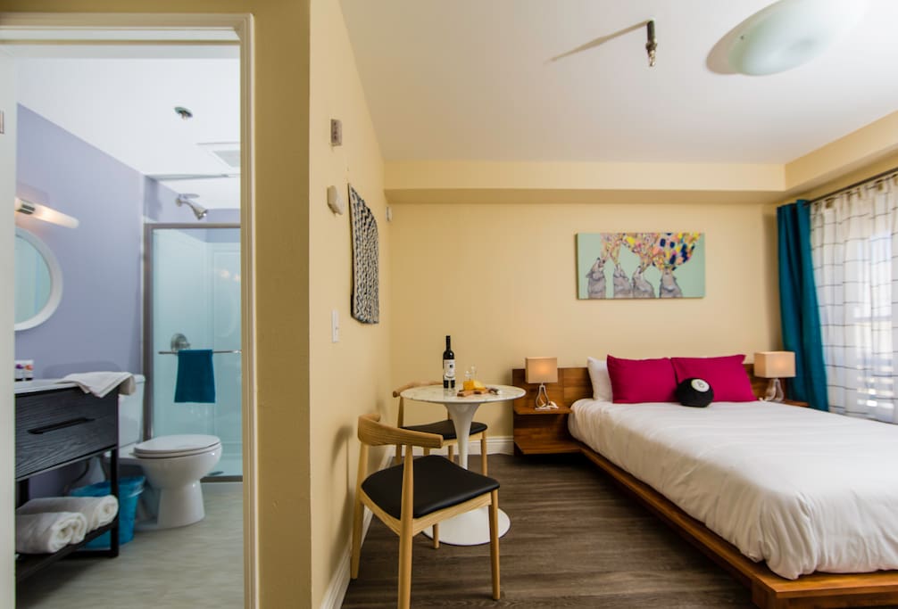 A brand new bathroom helps make for a comfortable stay.
