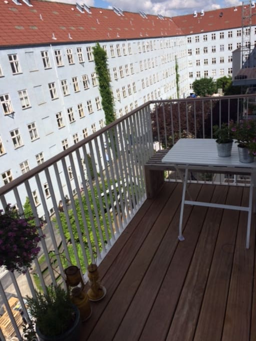 balcony with evening sun and perfect dinner spot