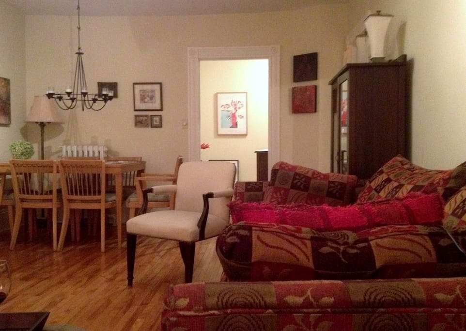Lots of natural light and original art work.