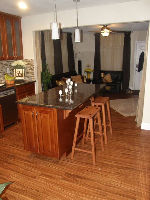 Kitchen Island overlooking living area