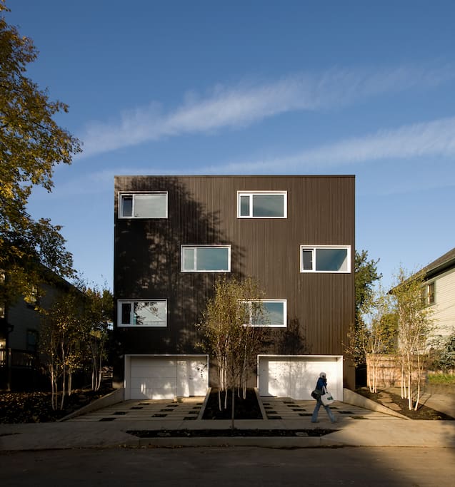 Gluten Free Z-Haus on left side of row houses